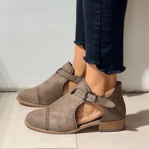 Muse Tan Cut Out Buckle Booties